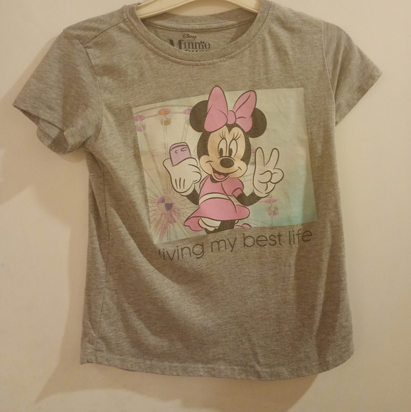 Kids Disney Minnie Mouse Gray Tee with Pink Accents - Picture 1 of 3